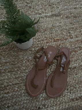 TAN BRAIDED SANDALS